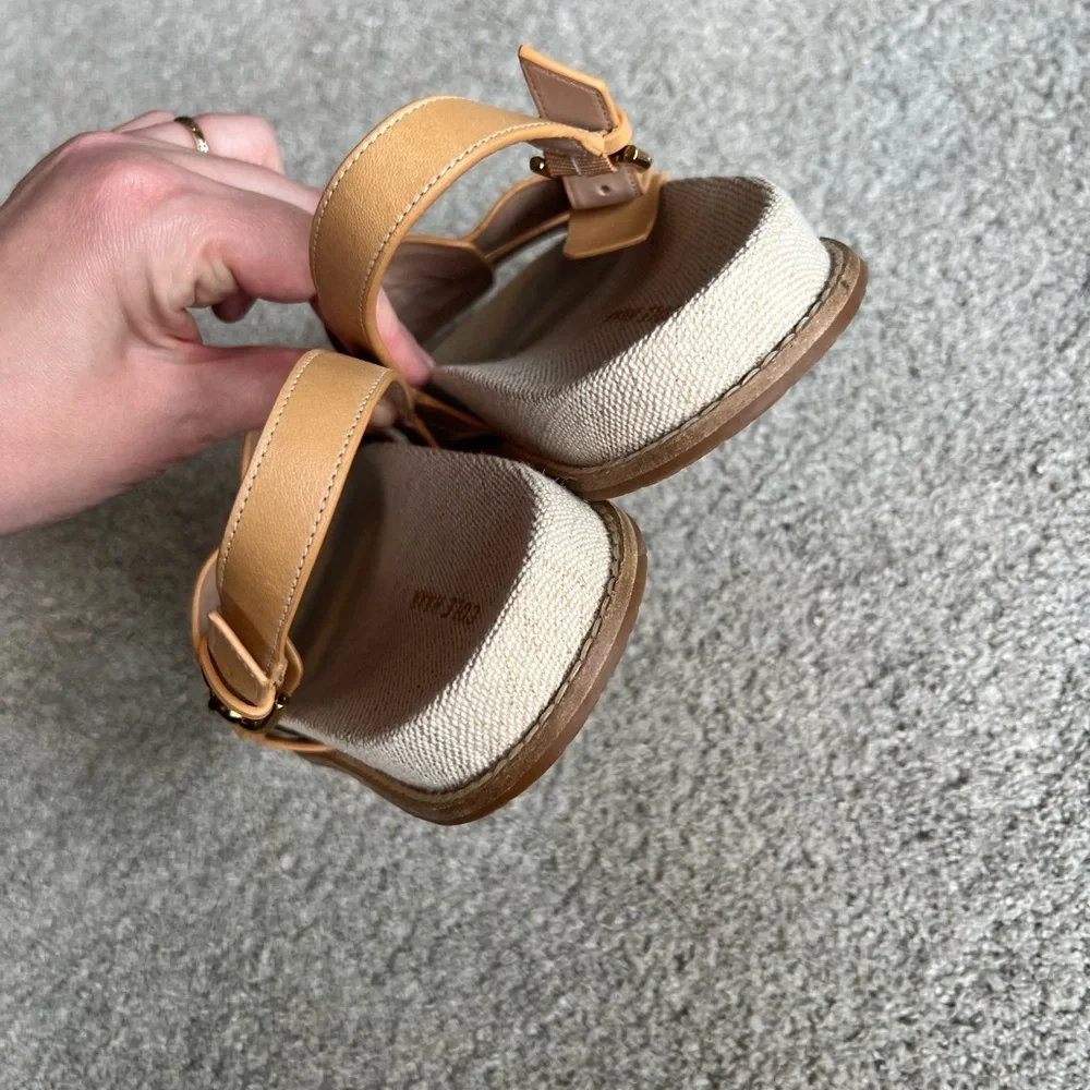New Cole Haan Marlee Fisherman Size 7.5 B Tan Leather Footbed Slingback Sandal